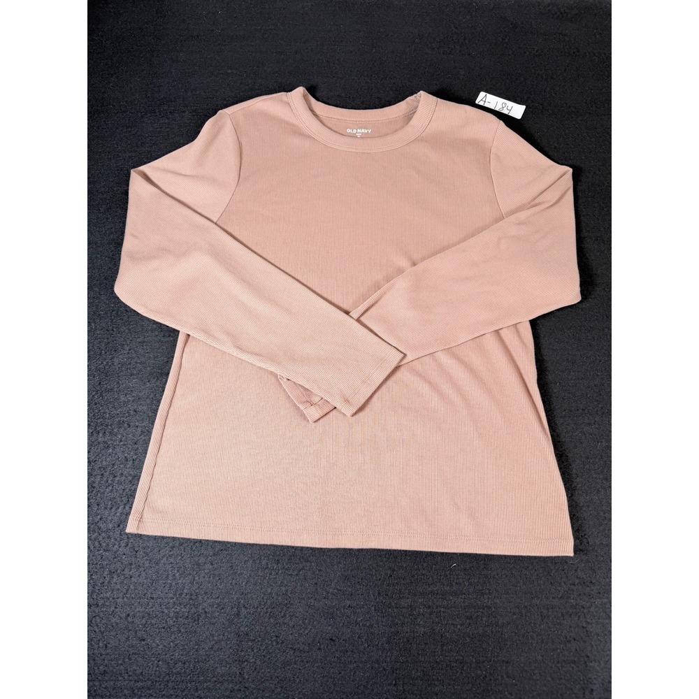 Old Navy Snug Ribbed Long Sleeve T-Shirt Mauve Pink XL Cotton Blend Crew Neck